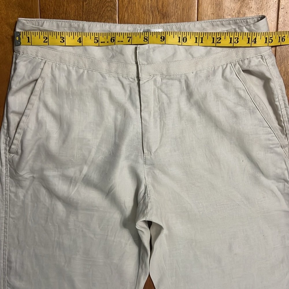 Old Navy Linen Blend Capri Pants Size 6 Cream Cropped Resort Coastal Preppy - Picture 5 of 11